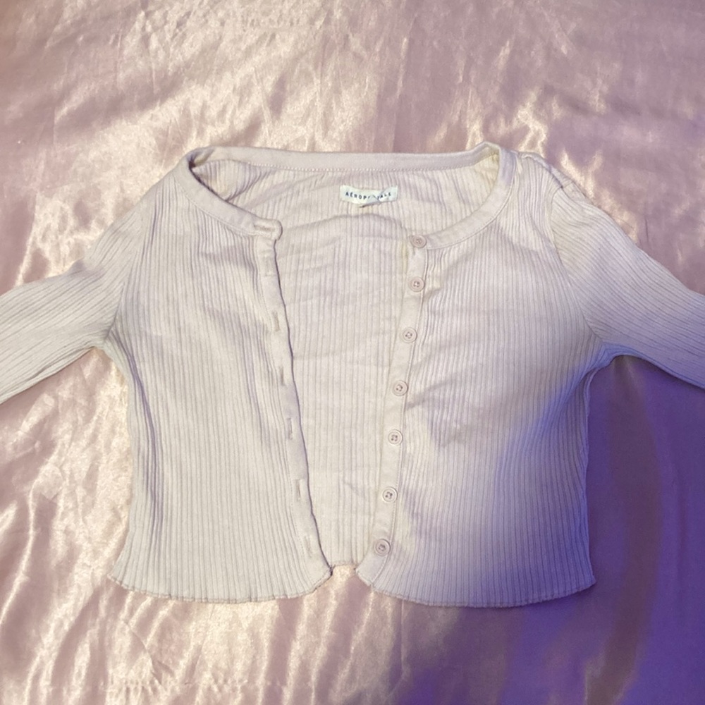 Aeropostal pink cropped cardigan.